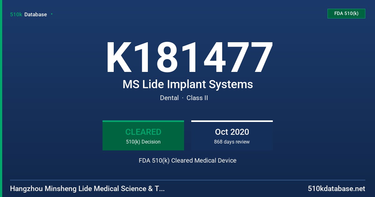 K181477 MS Lide Implant Systems FDA 510(k) Cleared Medical Device