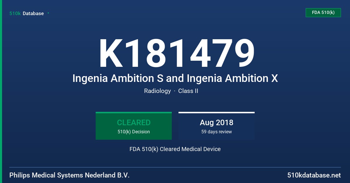 K181479 Ingenia Ambition S and Ingenia Ambition X FDA 510(k) Cleared Medical Device