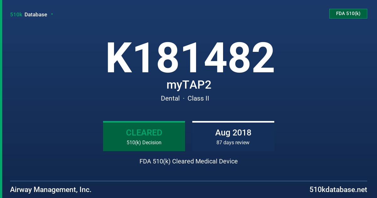 K181482 myTAP2 FDA 510(k) Cleared Medical Device