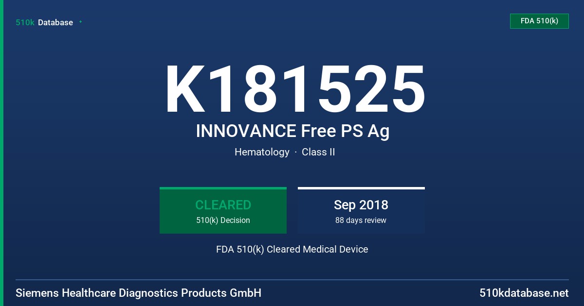 K181525 INNOVANCE Free PS Ag FDA 510(k) Cleared Medical Device