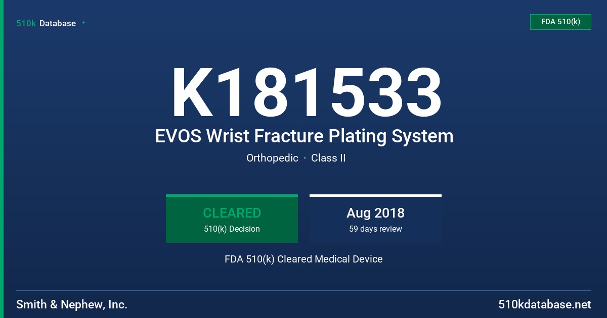 K181533 EVOS Wrist Fracture Plating System FDA 510(k) Cleared Medical Device