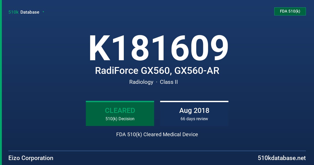 K181609 RadiForce GX560, GX560-AR FDA 510(k) Cleared Medical Device