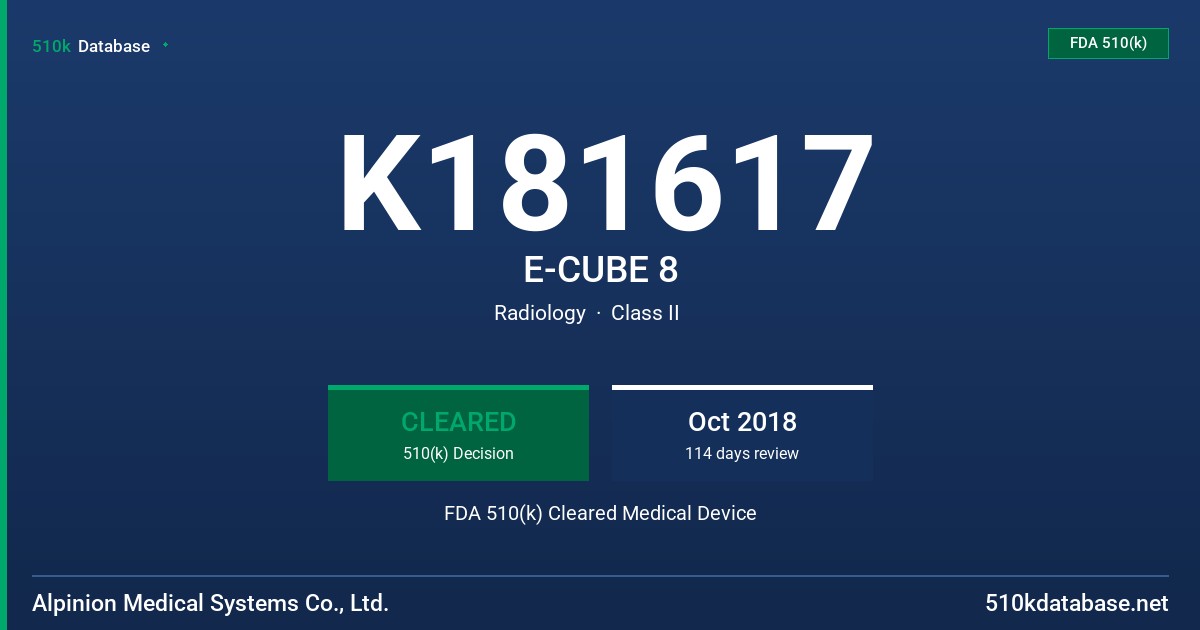 K181617 E-CUBE 8 FDA 510(k) Cleared Medical Device