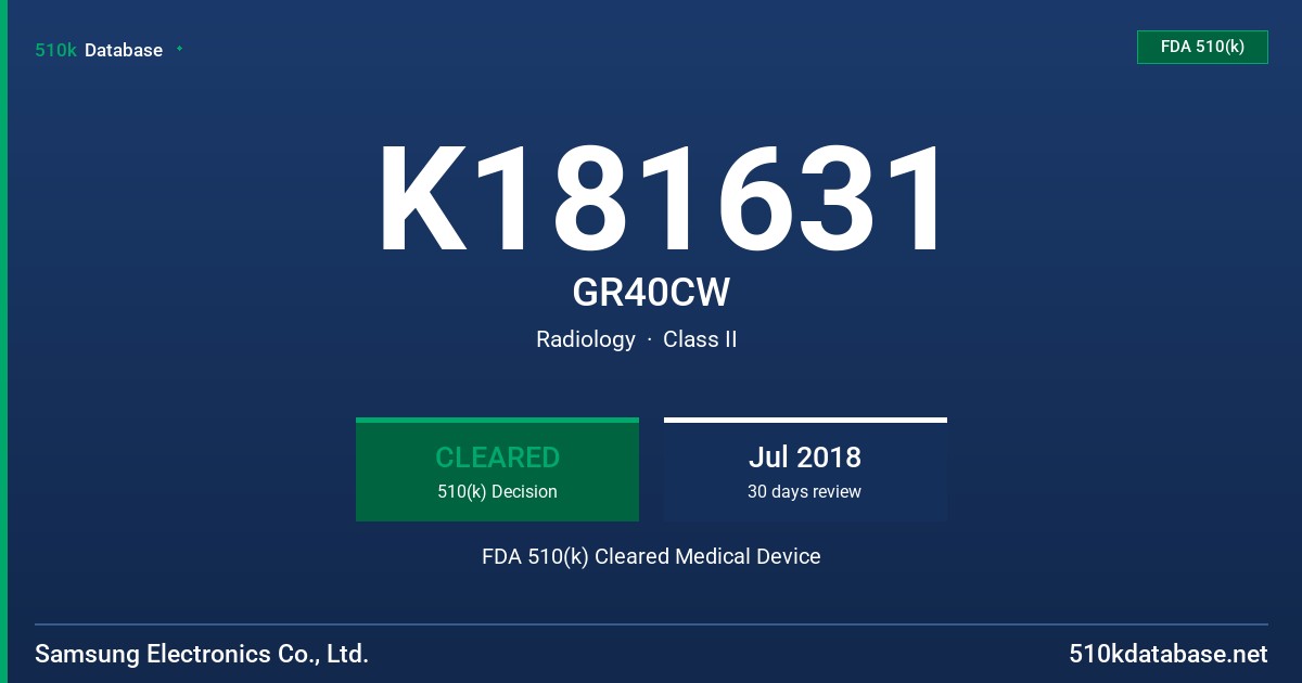 K181631 GR40CW FDA 510(k) Cleared Medical Device