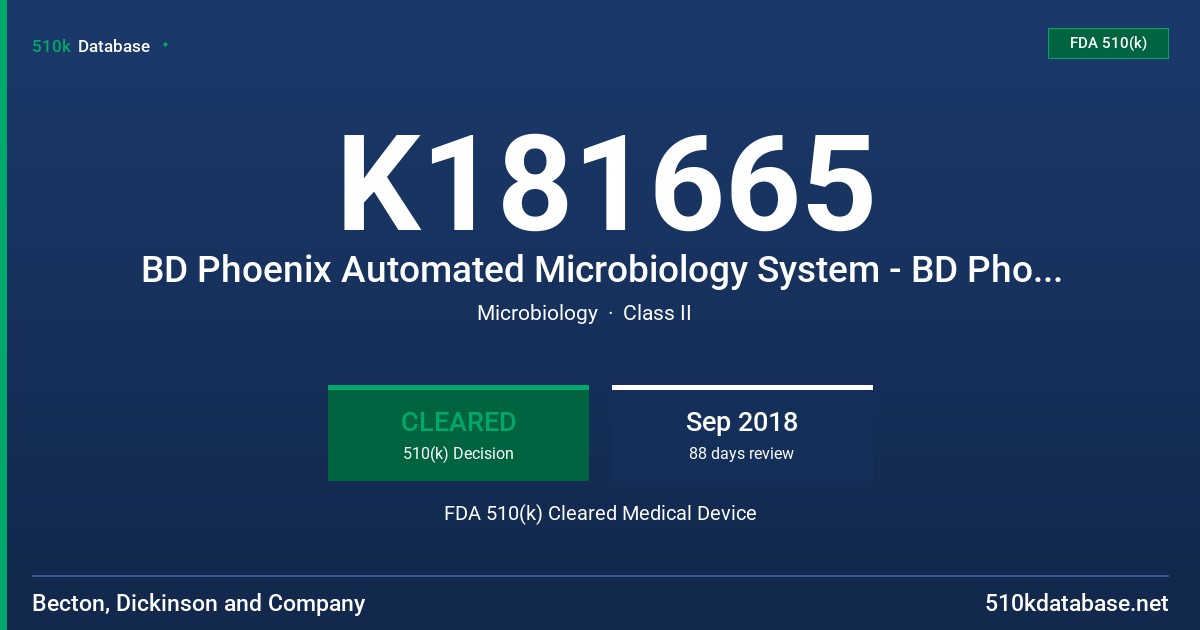 K181665 BD Phoenix Automated Microbiology System - BD Phoenix CPO detect - GN FDA 510(k) Cleared Medical Device