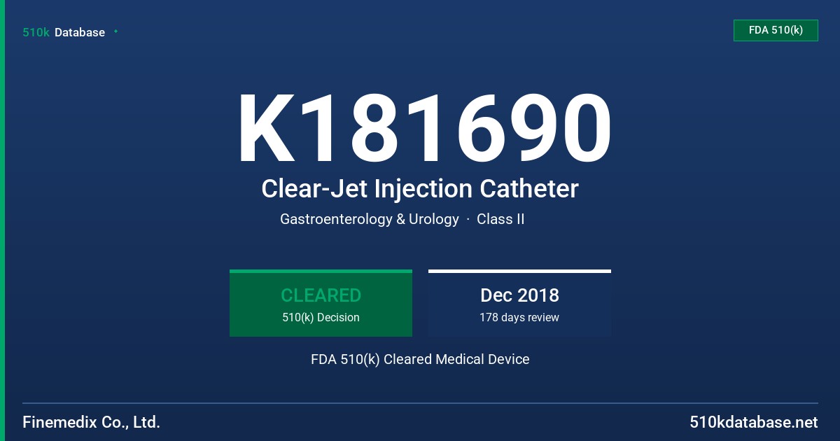 K181690 Clear-Jet Injection Catheter FDA 510(k) Cleared Medical Device