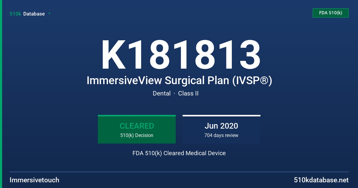K181813 ImmersiveView Surgical Plan (IVSP®) FDA 510(k) Cleared Medical Device