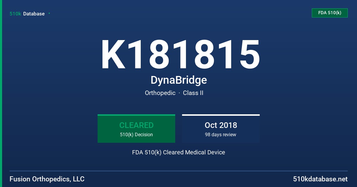 K181815 DynaBridge FDA 510(k) Cleared Medical Device