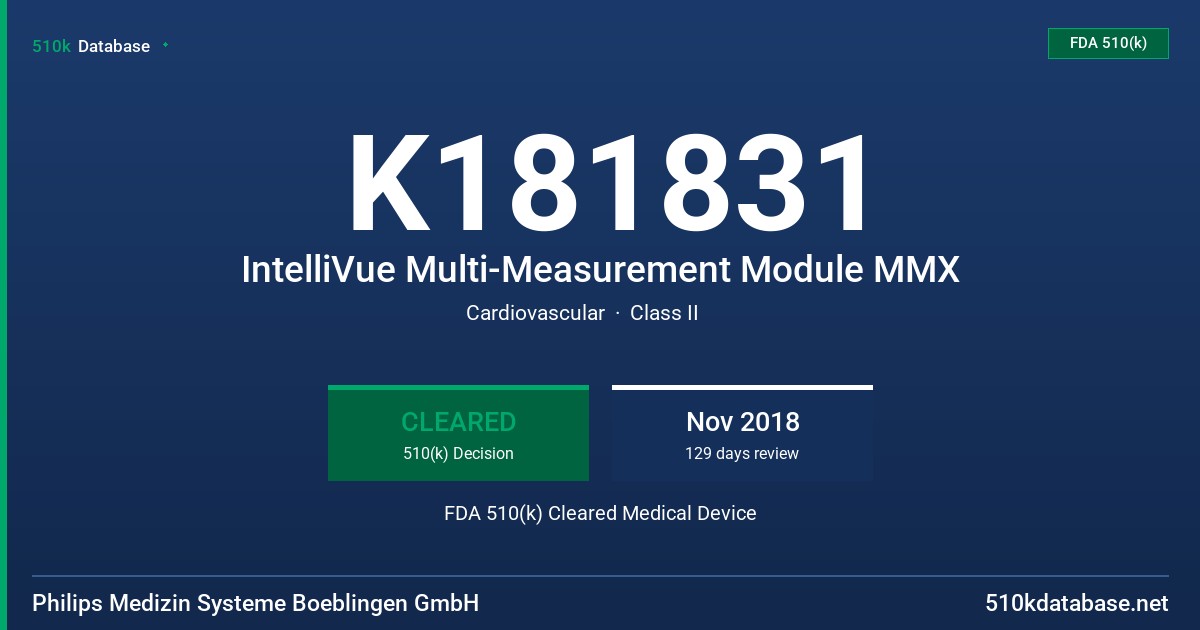 K181831 IntelliVue Multi-Measurement Module MMX FDA 510(k) Cleared Medical Device