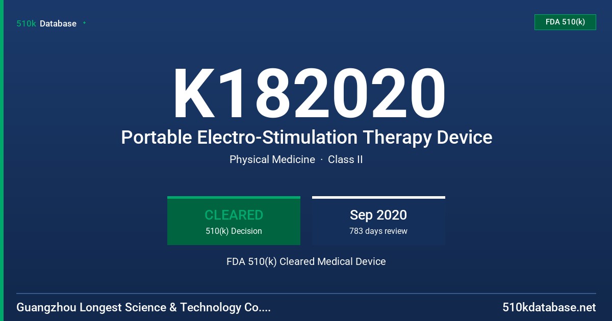 K182020 Portable Electro-Stimulation Therapy Device FDA 510(k) Cleared Medical Device