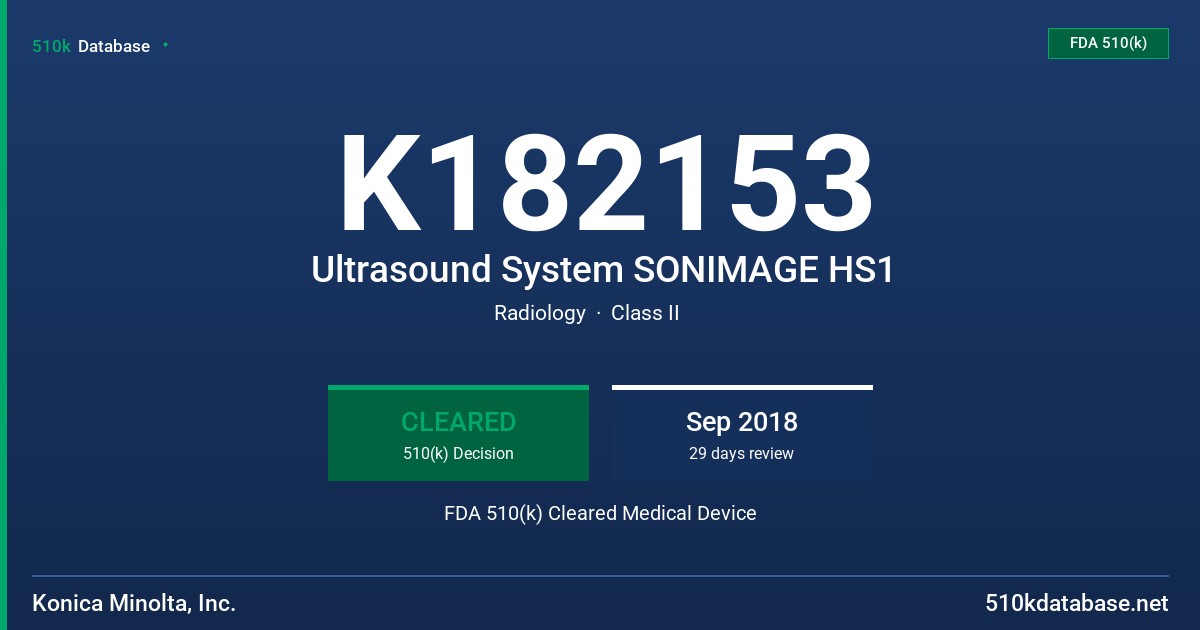 K182153 Ultrasound System SONIMAGE HS1 FDA 510(k) Cleared Medical Device