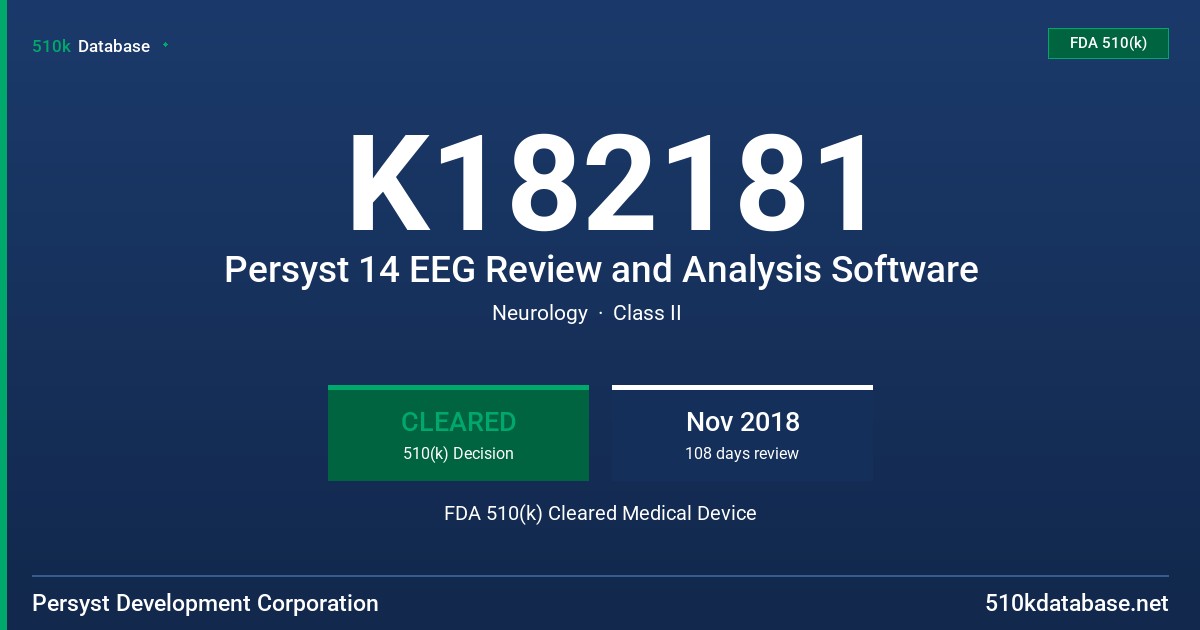 K182181 Persyst 14 EEG Review and Analysis Software FDA 510(k) Cleared Medical Device