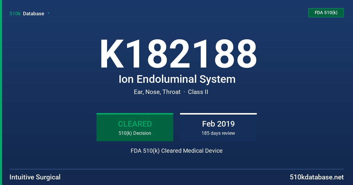 K182188 Ion Endoluminal System FDA 510(k) Cleared Medical Device
