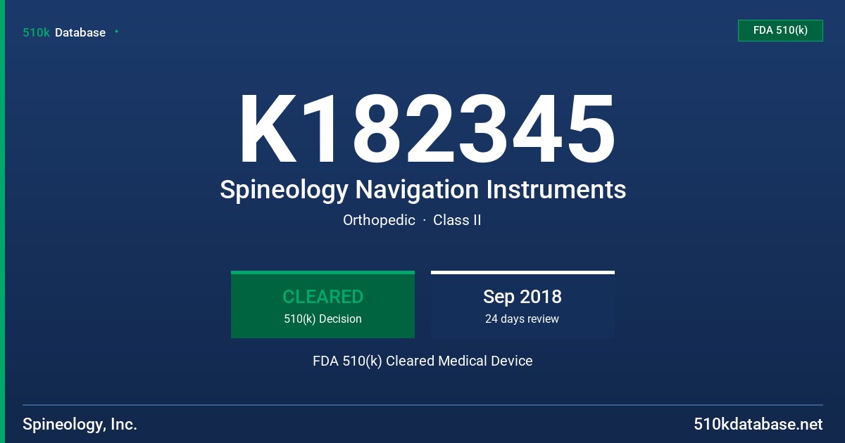 K182345 Spineology Navigation Instruments FDA 510(k) Cleared Medical Device