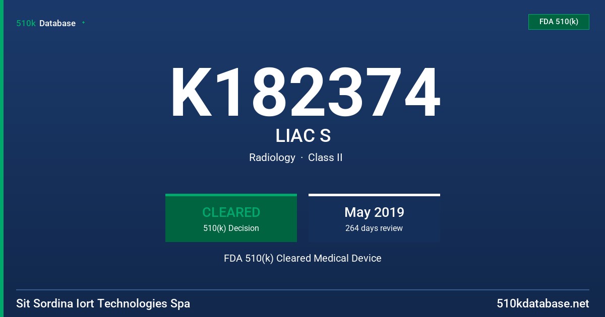 K182374 LIAC S FDA 510(k) Cleared Medical Device