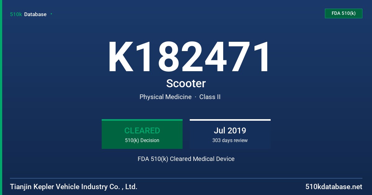 K182471 Scooter FDA 510(k) Cleared Medical Device