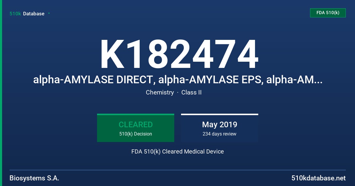 K182474 alpha-AMYLASE DIRECT, alpha-AMYLASE EPS, alpha-AMYLASE PANCREATIC, BILIRUBIN DIRECT, BILIRUBIN TOTAL FDA 510(k) Cleared Medical Device