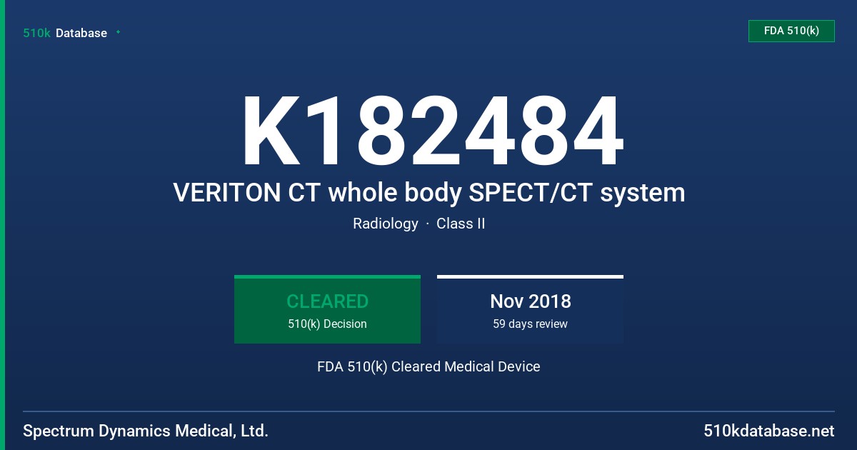 K182484 VERITON CT whole body SPECT/CT system FDA 510(k) Cleared Medical Device