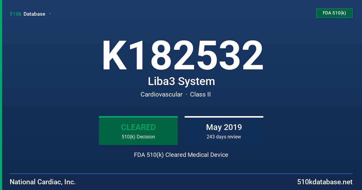 K182532 Liba3 System FDA 510(k) Cleared Medical Device