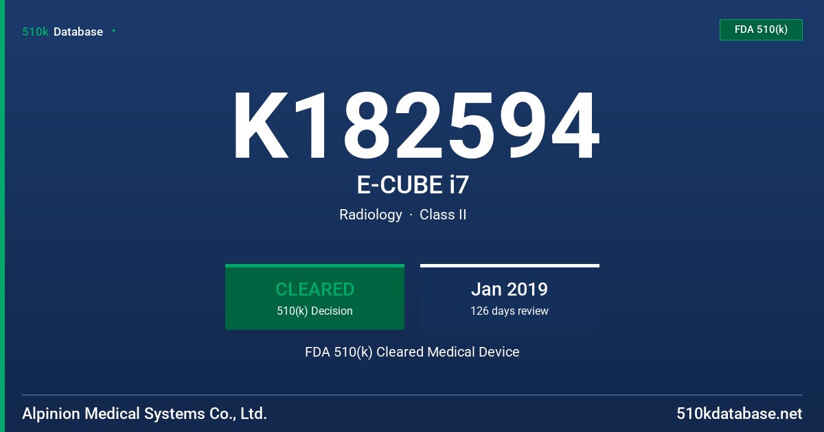 K182594 E-CUBE i7 FDA 510(k) Cleared Medical Device