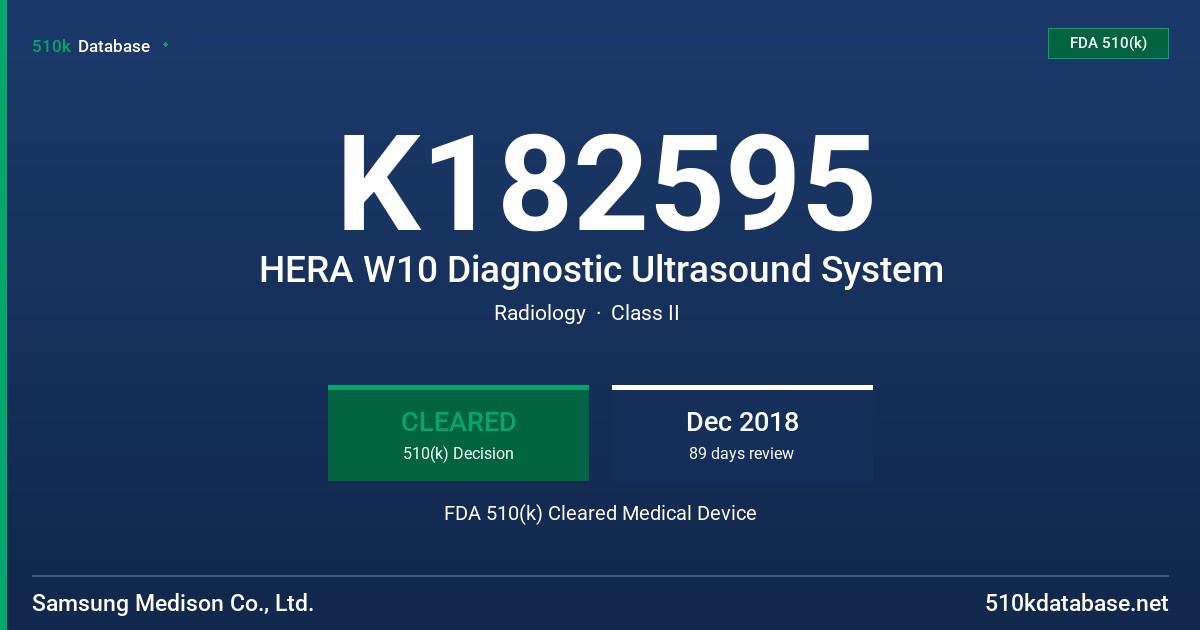 K182595 HERA W10 Diagnostic Ultrasound System FDA 510(k) Cleared Medical Device