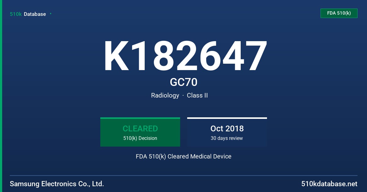 K182647 GC70 FDA 510(k) Cleared Medical Device