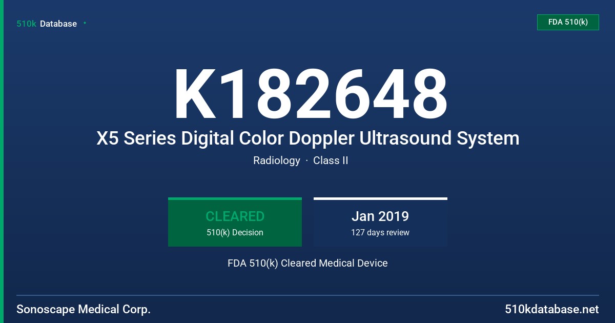 K182648 X5 Series Digital Color Doppler Ultrasound System FDA 510(k) Cleared Medical Device