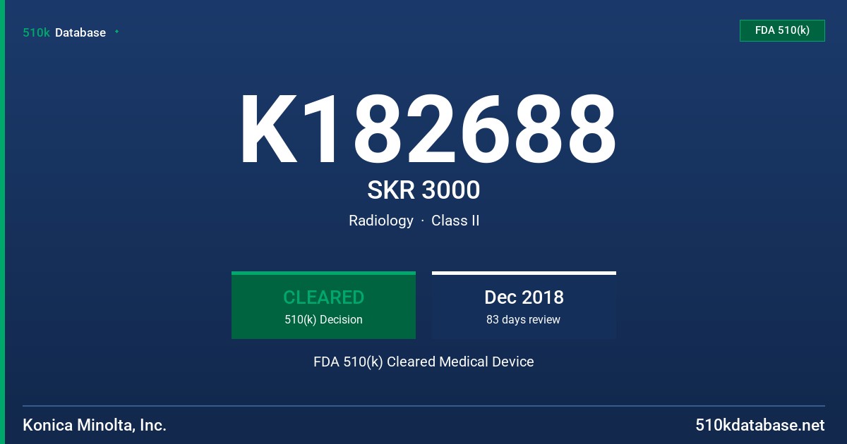 K182688 SKR 3000 FDA 510(k) Cleared Medical Device