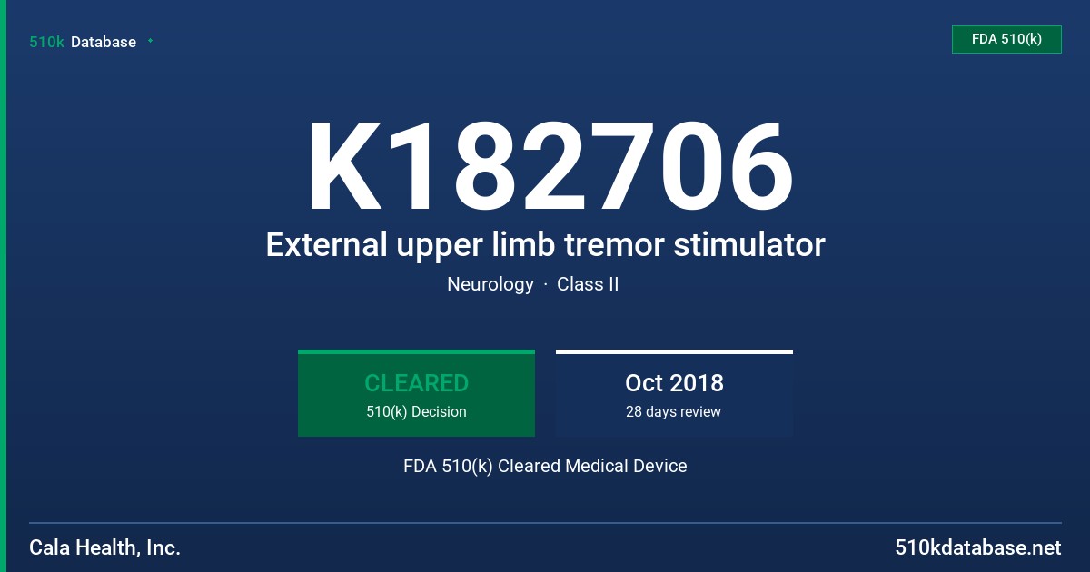 K182706 External upper limb tremor stimulator FDA 510(k) Cleared Medical Device
