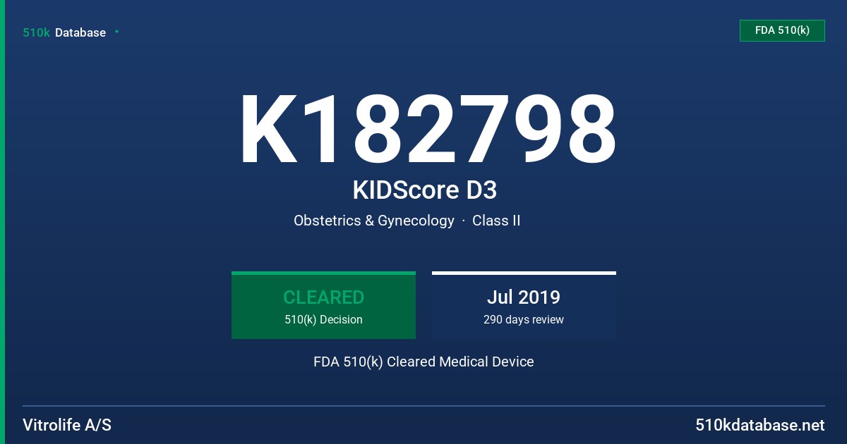 K182798 KIDScore D3 FDA 510(k) Cleared Medical Device