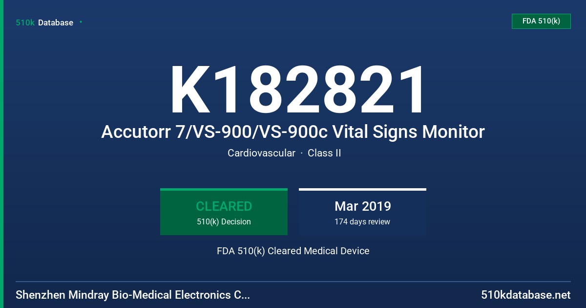 K182821 Accutorr 7/VS-900/VS-900c Vital Signs Monitor FDA 510(k) Cleared Medical Device