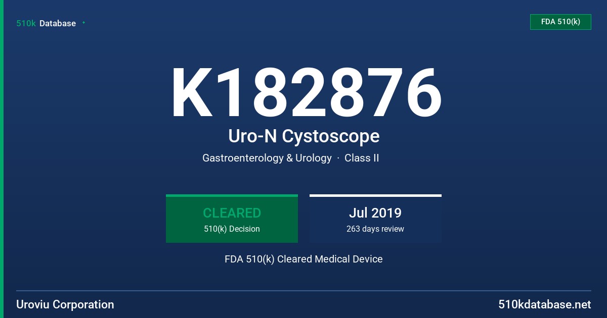 K182876 Uro-N Cystoscope FDA 510(k) Cleared Medical Device