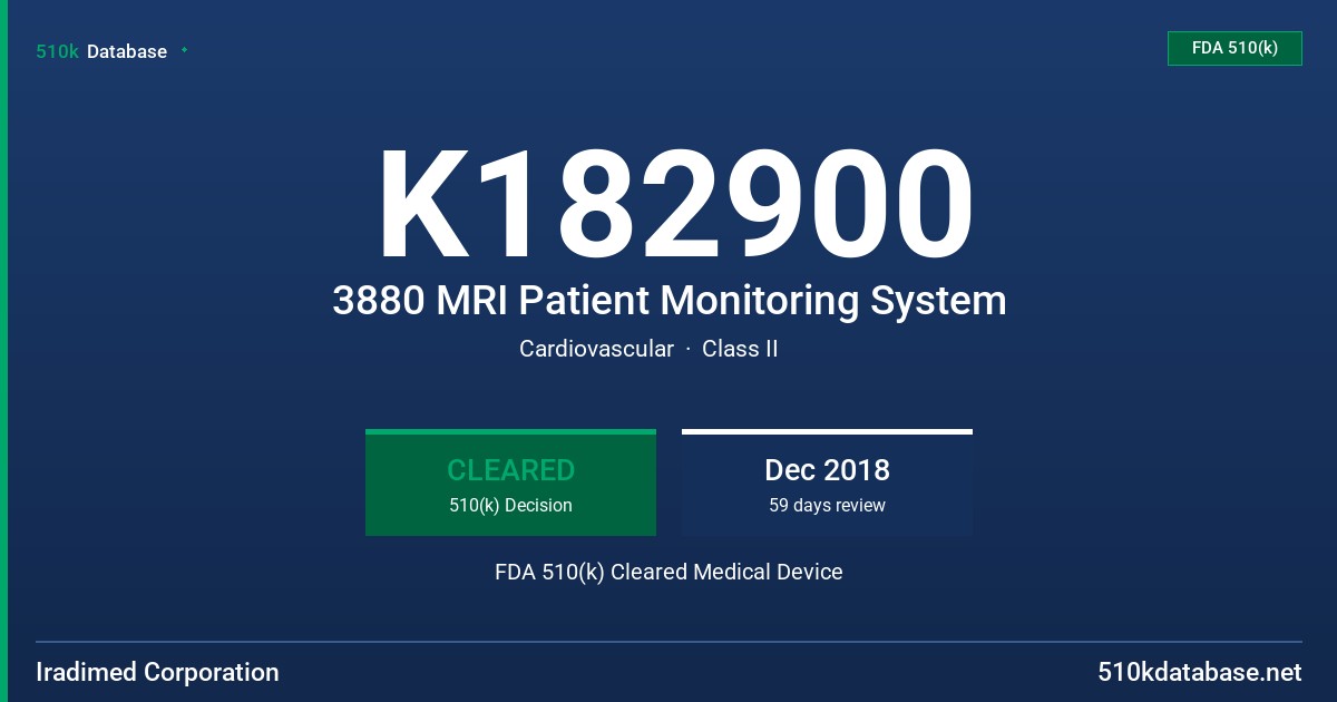 K182900 3880 MRI Patient Monitoring System FDA 510(k) Cleared Medical Device