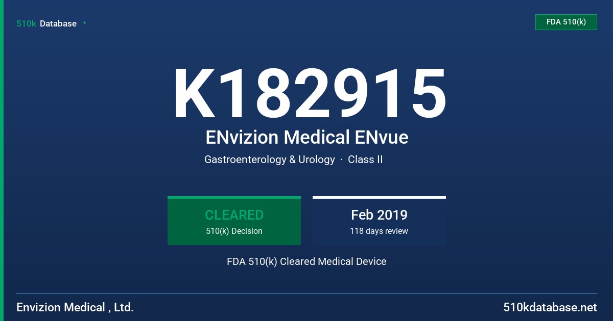 K182915 ENvizion Medical ENvue FDA 510(k) Cleared Medical Device