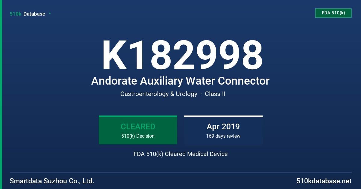 K182998 Andorate Auxiliary Water Connector FDA 510(k) Cleared Medical Device