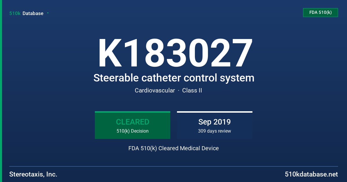 K183027 Steerable catheter control system FDA 510(k) Cleared Medical Device