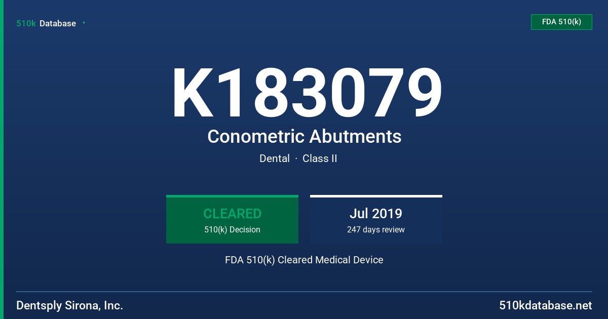 K183079 Conometric Abutments FDA 510(k) Cleared Medical Device