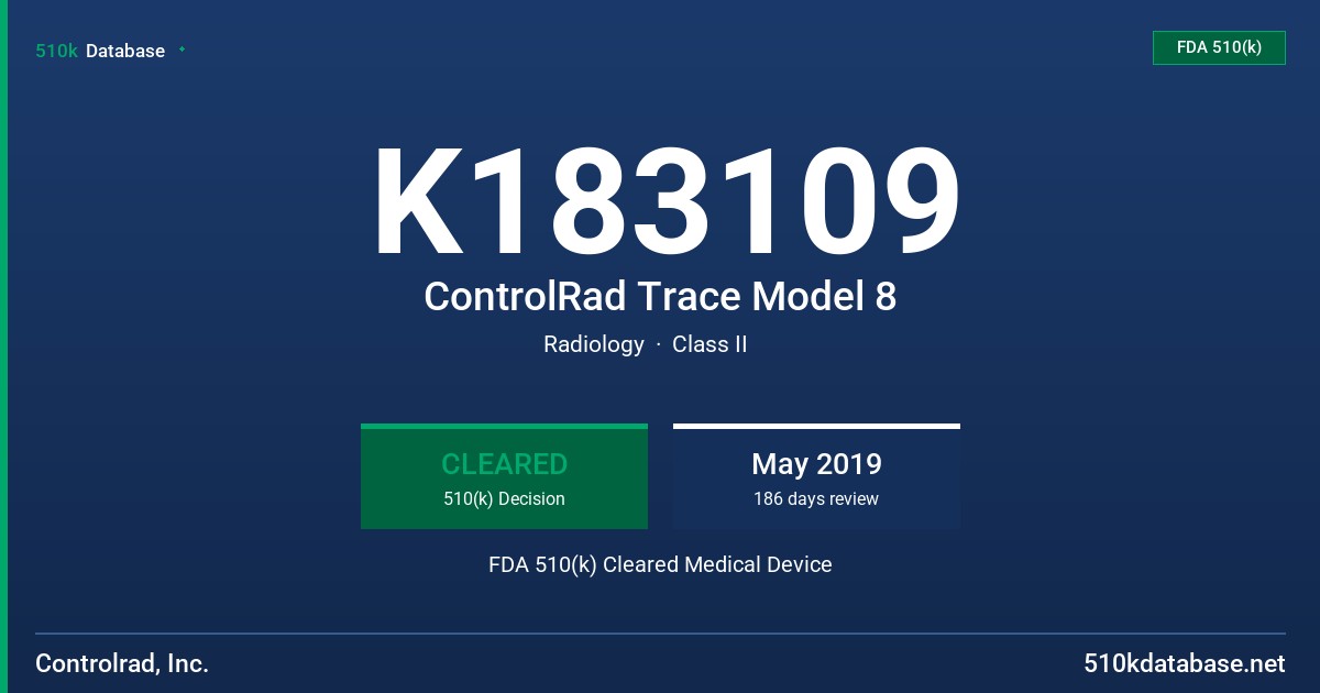 K183109 ControlRad Trace Model 8 FDA 510(k) Cleared Medical Device