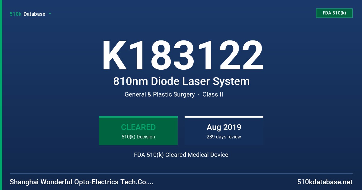 K183122 810nm Diode Laser System FDA 510(k) Cleared Medical Device