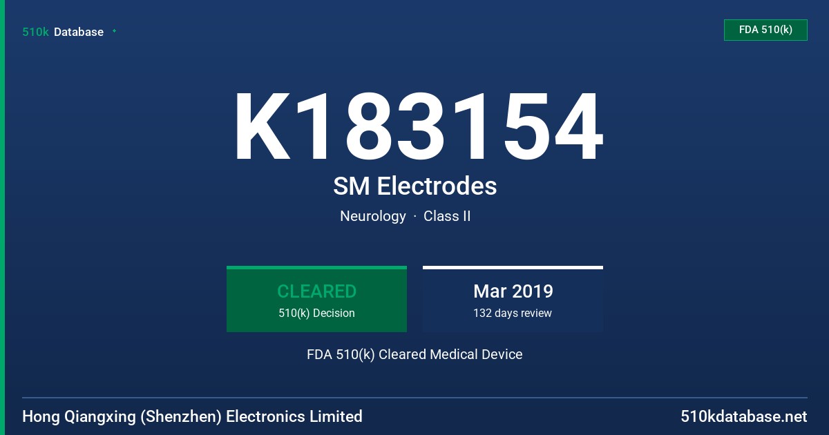 K183154 SM Electrodes FDA 510(k) Cleared Medical Device