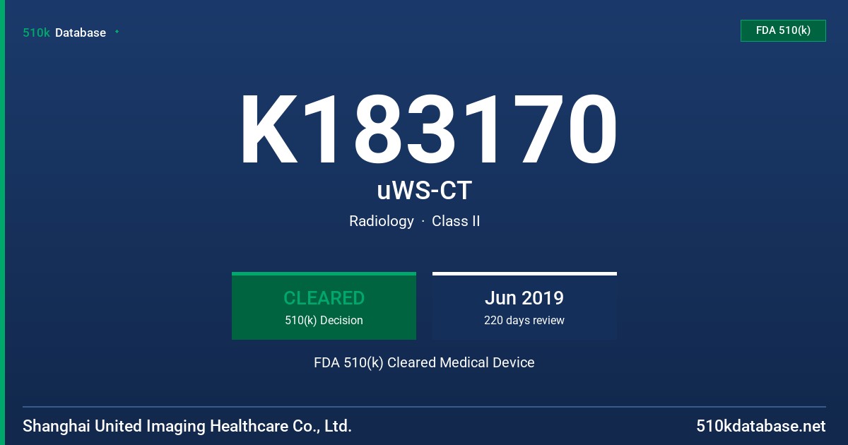 K183170 uWS-CT FDA 510(k) Cleared Medical Device