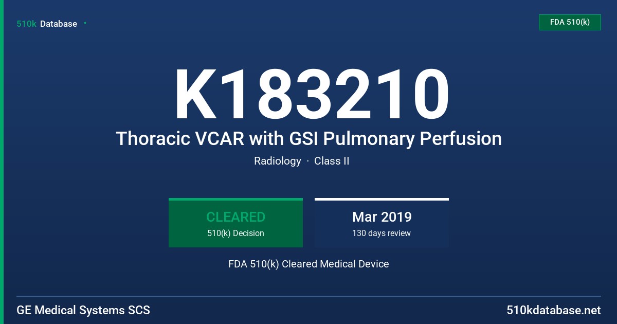 K183210 Thoracic VCAR with GSI Pulmonary Perfusion FDA 510(k) Cleared Medical Device