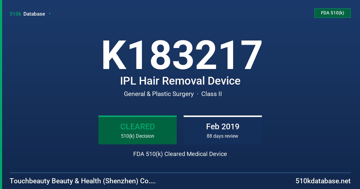 K183217 IPL Hair Removal Device FDA 510(k) Cleared Medical Device