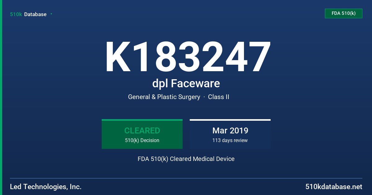 K183247 dpl Faceware FDA 510(k) Cleared Medical Device