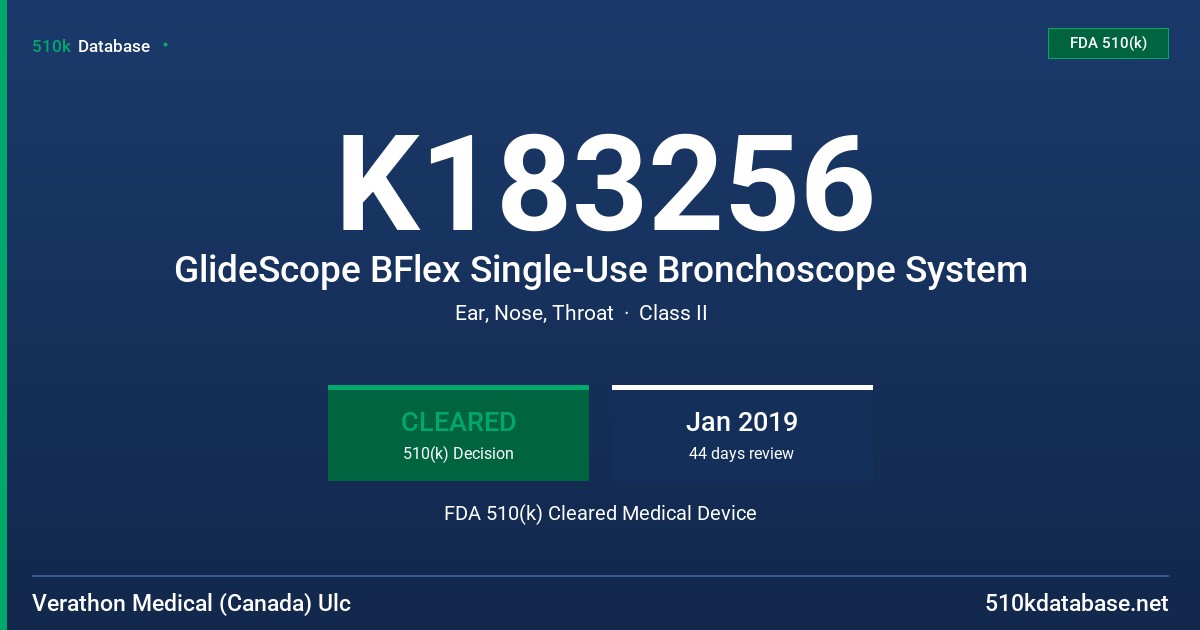 K183256 GlideScope BFlex Single-Use Bronchoscope System FDA 510(k) Cleared Medical Device