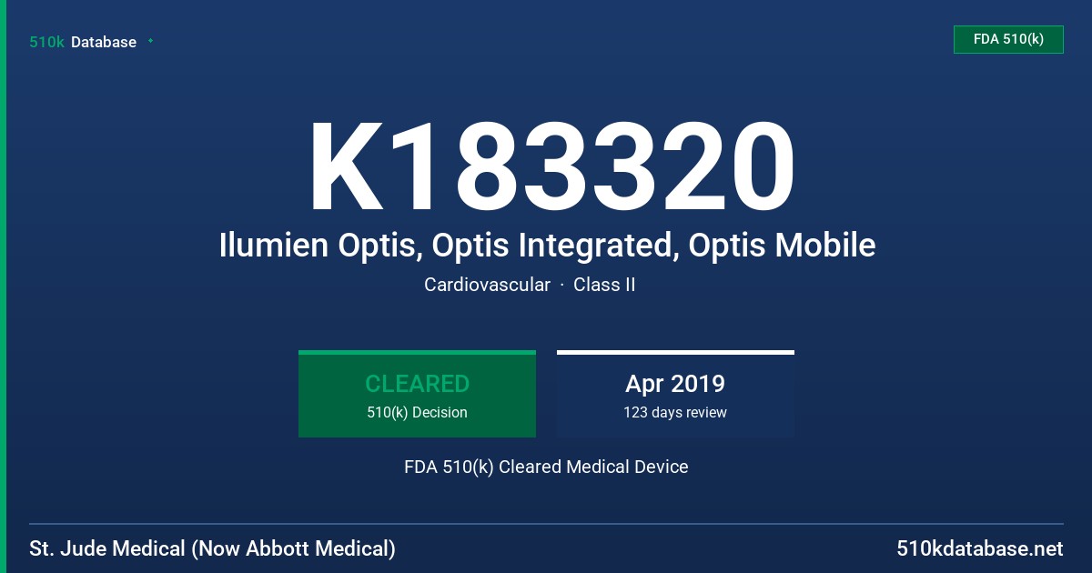 K183320 Ilumien Optis, Optis Integrated, Optis Mobile FDA 510(k) Cleared Medical Device