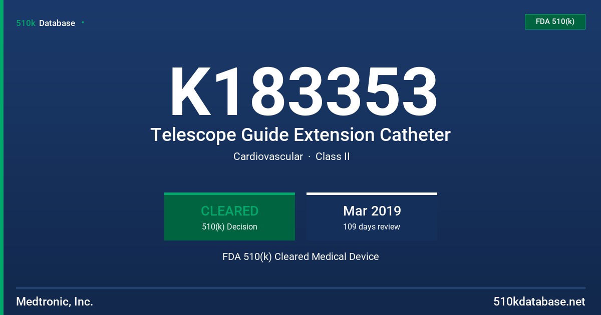 K183353 Telescope Guide Extension Catheter FDA 510(k) Cleared Medical Device