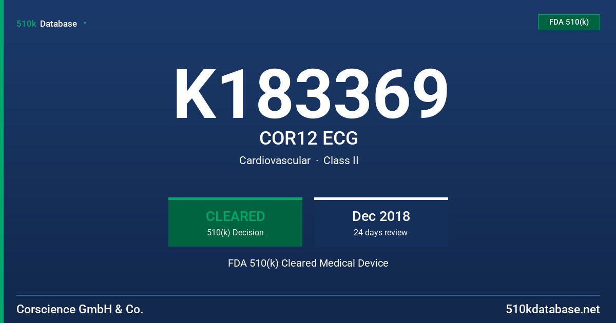 K183369 COR12 ECG FDA 510(k) Cleared Medical Device