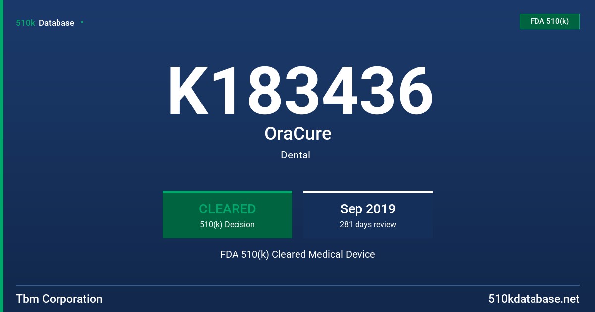 K183436 OraCure FDA 510(k) Cleared Medical Device