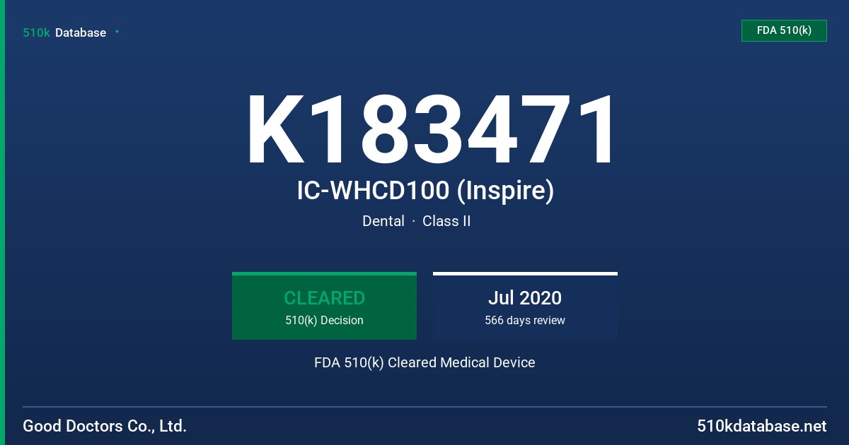K183471 IC-WHCD100 (Inspire) FDA 510(k) Cleared Medical Device